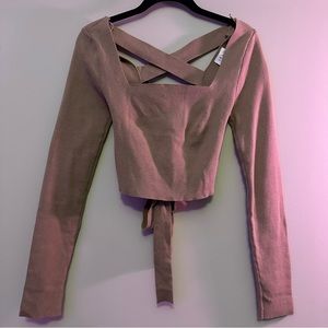 LE LIS Mauve Criss-Cross Tie Crop Top, Size S